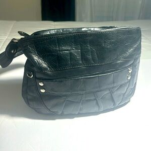B. Makowsky |B.Makowsky black leather purse/handbag with nickel hardware. Black